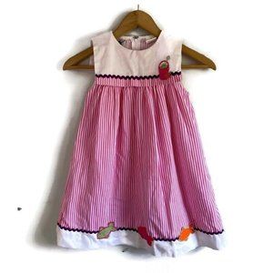 Vtg Girls Good Lad Pink Striped Beach Sailor Sleeveless Dress Size 5